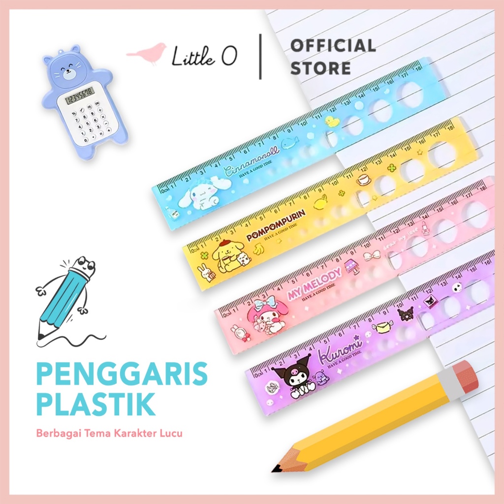 

LITTLE O Penggaris Sanrio Circle 18cm Ruler Sanrio Penggaris Plastik Mistar