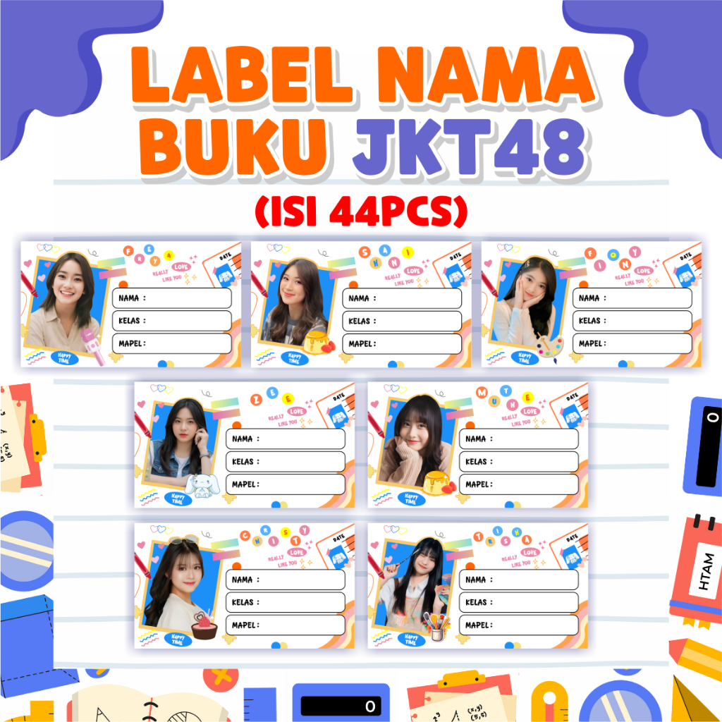 

(isi 44pcs) STIKER LABEL BUKU PELAJARAN SEKOLAH STIKER MAPEL JKT48 NOTEPAD VIRAL