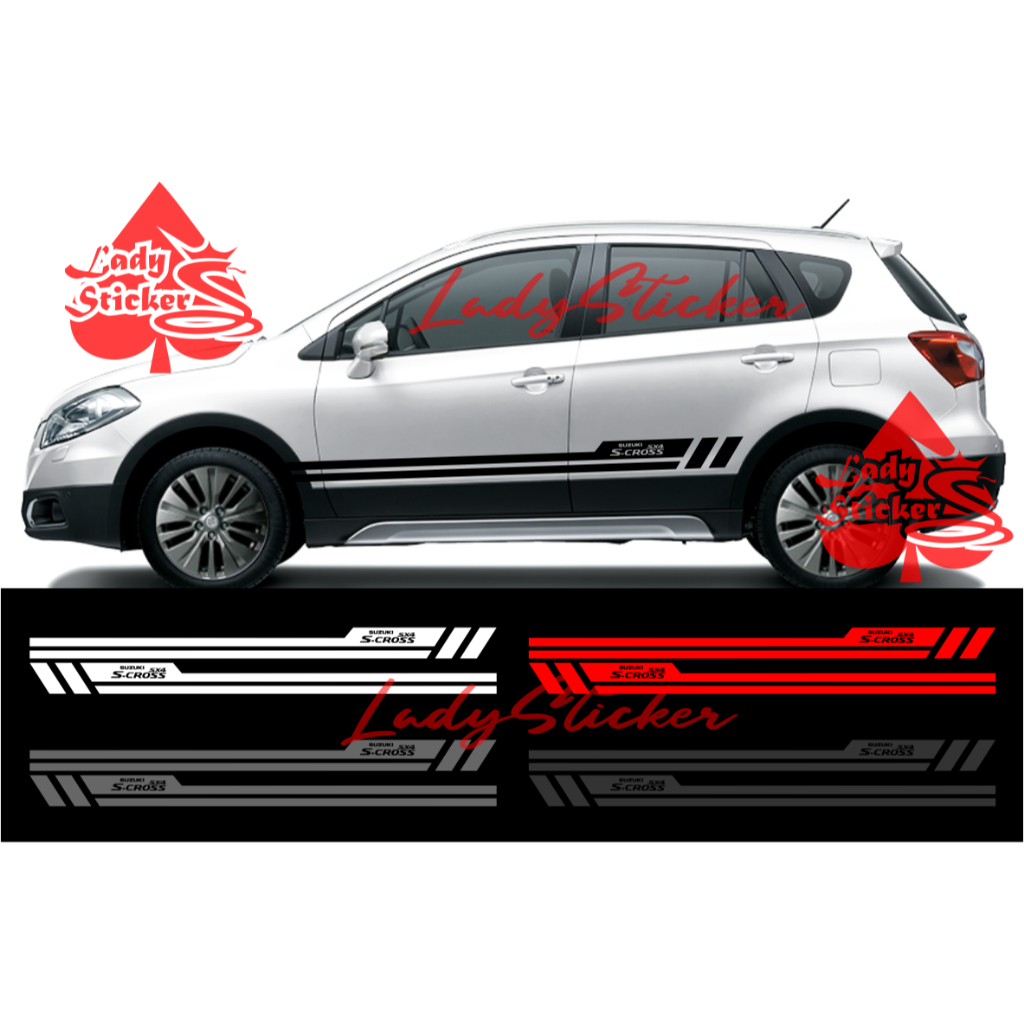 Cutting sticker mobil sx4 s cross sticker stiker mobil suzuki sx4 s cross