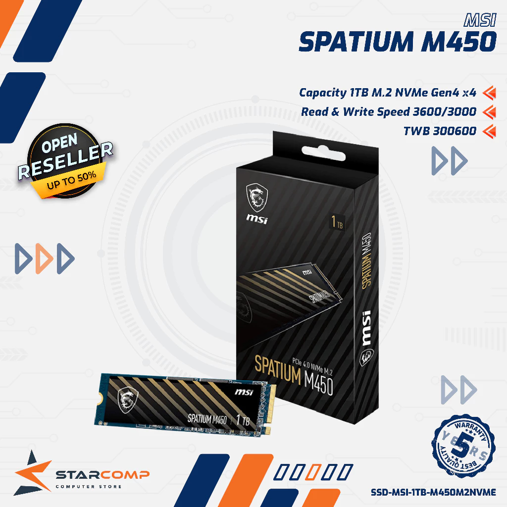 MSI SPATIUM M450 500GB 1TB PCIe GEN 4.0 NVME SSD M 450