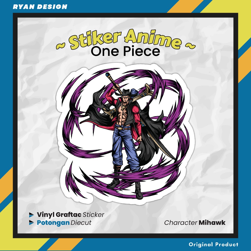 

Sticker Anime One Piece Mihawk Stiker Laptop Case Hp Ukuran 5 Cm