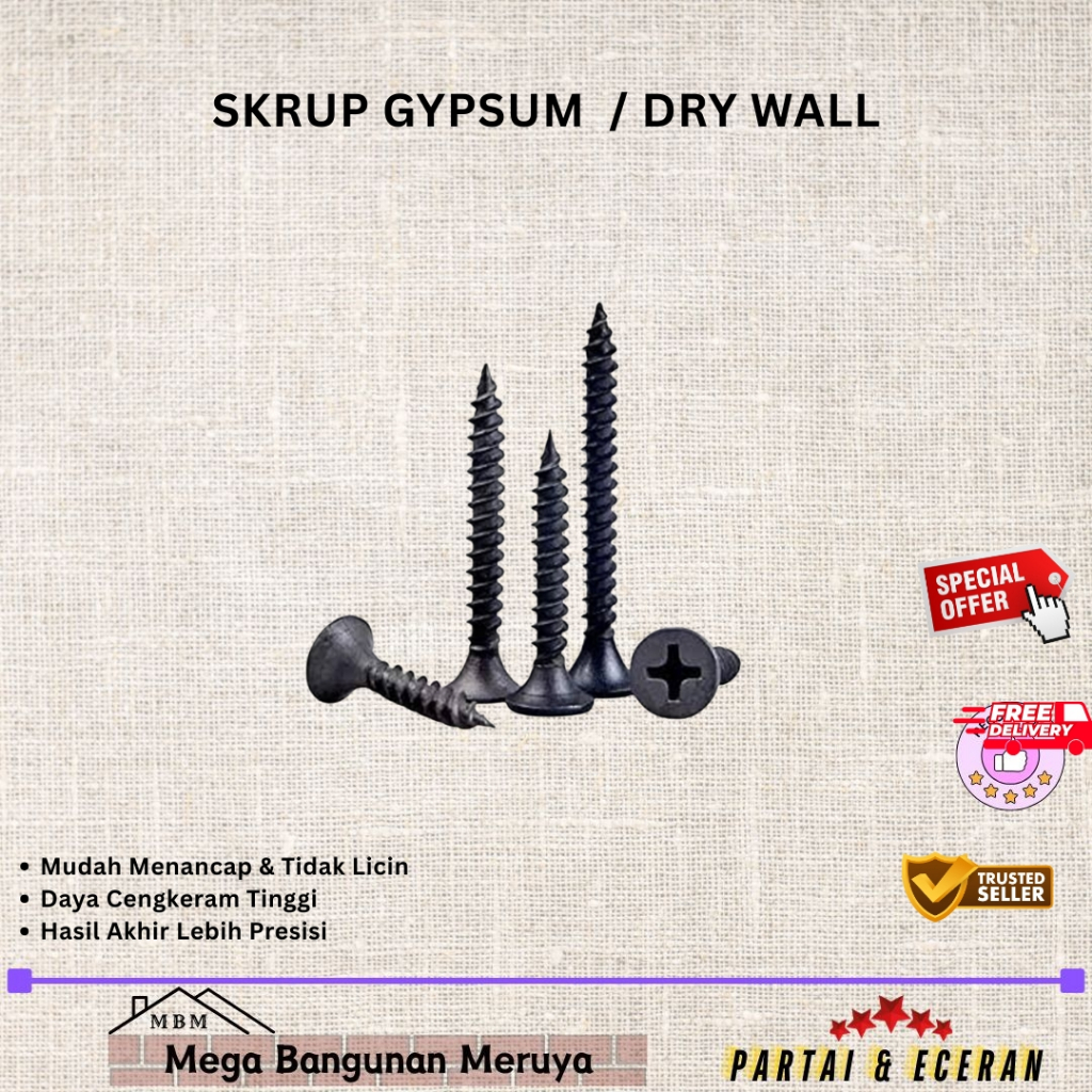 Skrup Gypsum Sekerup Gypsu Drywall screw 2cm. 3cm. 4cm. 5cm. 7cm | DUS