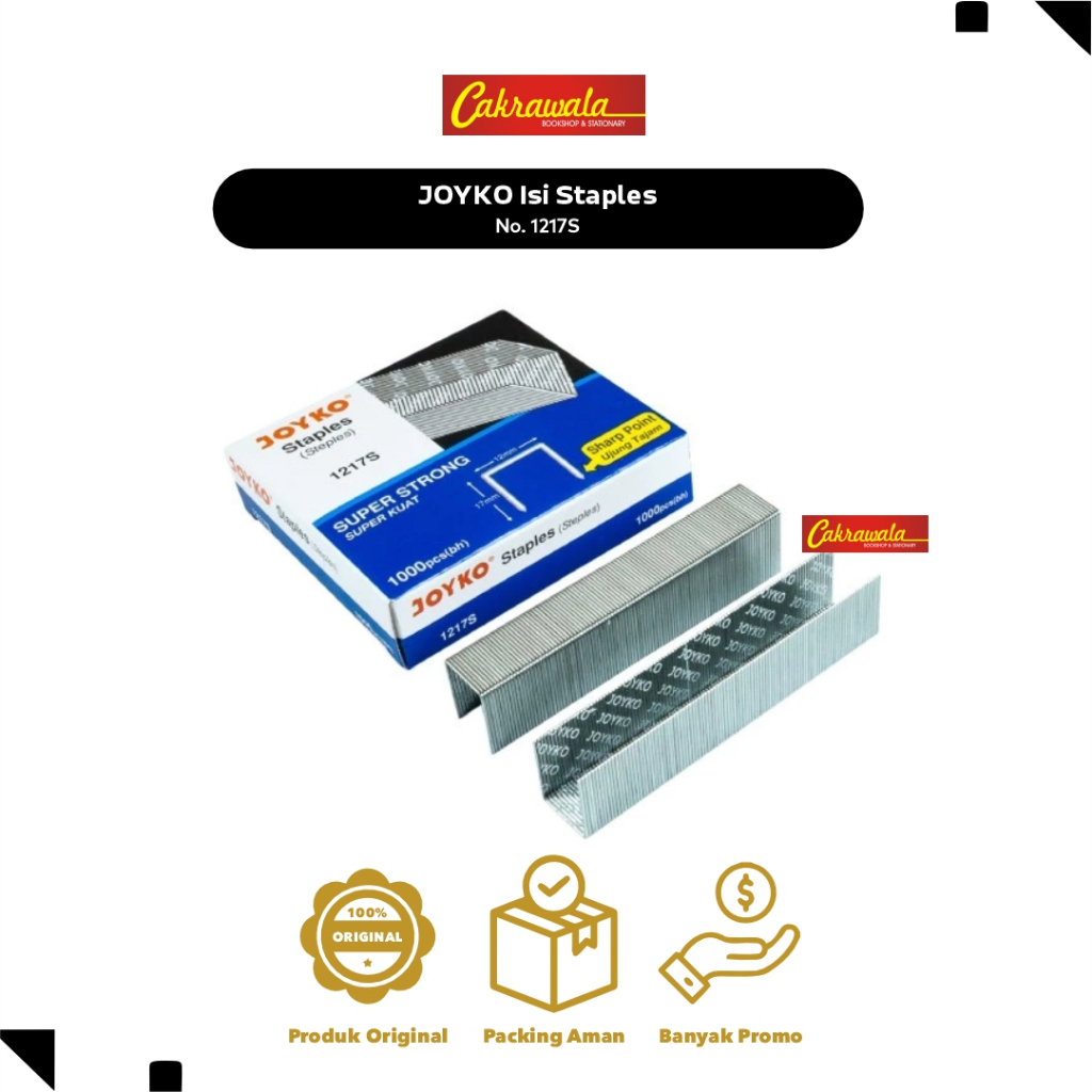 

JOYKO Isi Staples No. 1217S | Super Kuat & Tajam | Isi 1000 Pcs | Cocok untuk Stapler Besar