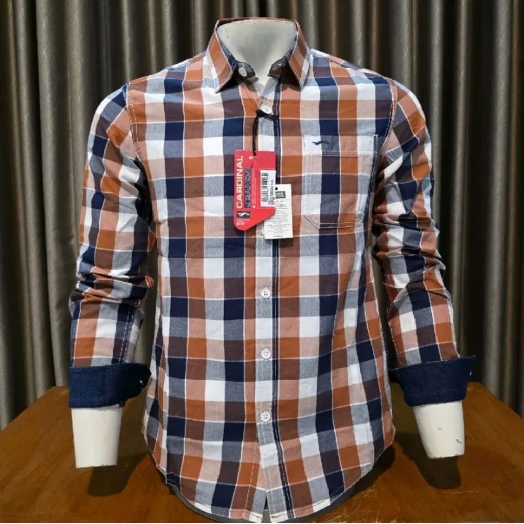 CARDINAL JEANS ORIGINAL KEMEJA PRIA MERAH LENGAN PANJANG TERBARU