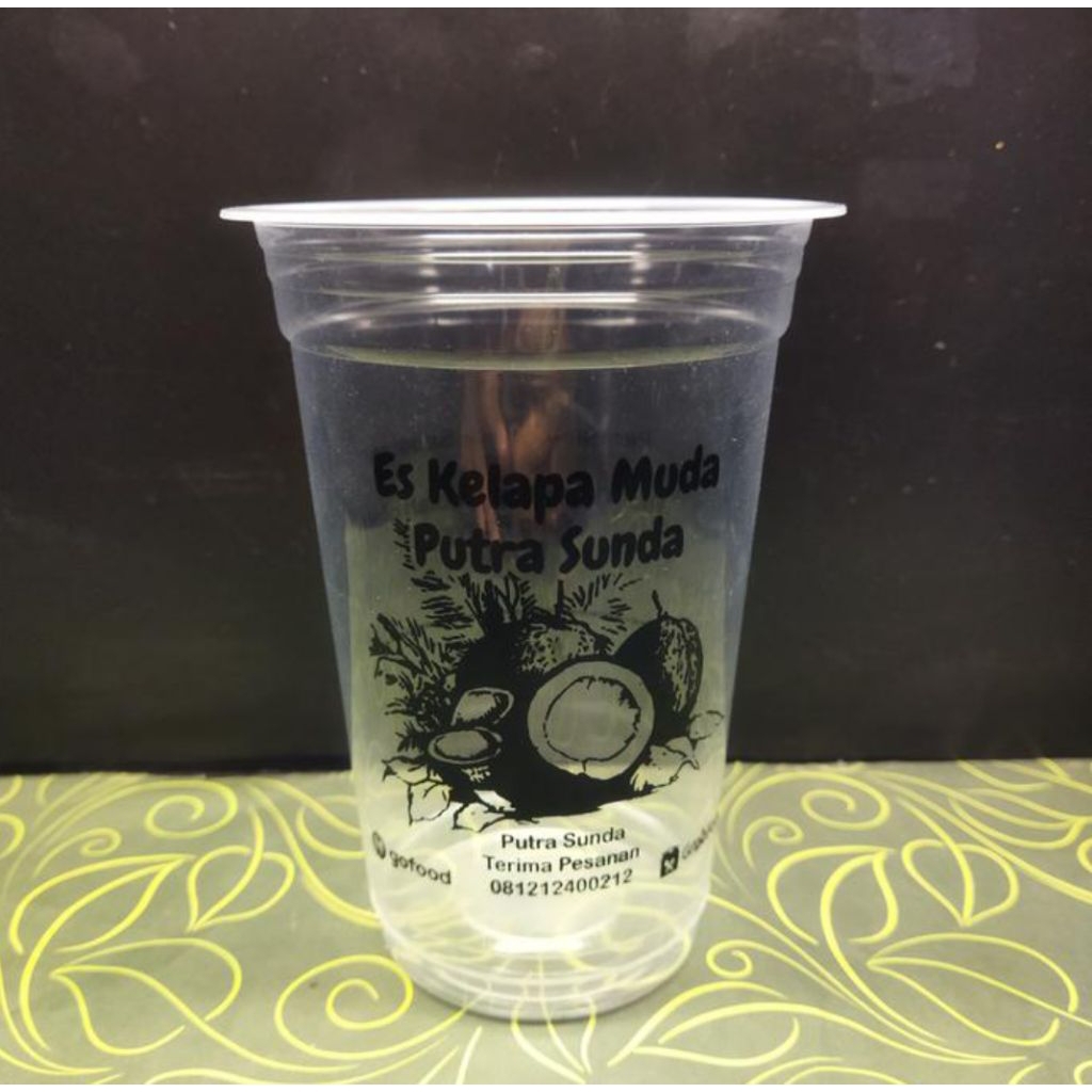 Plastik Cup PP 16 Oz Datar + Cetak/Sablon