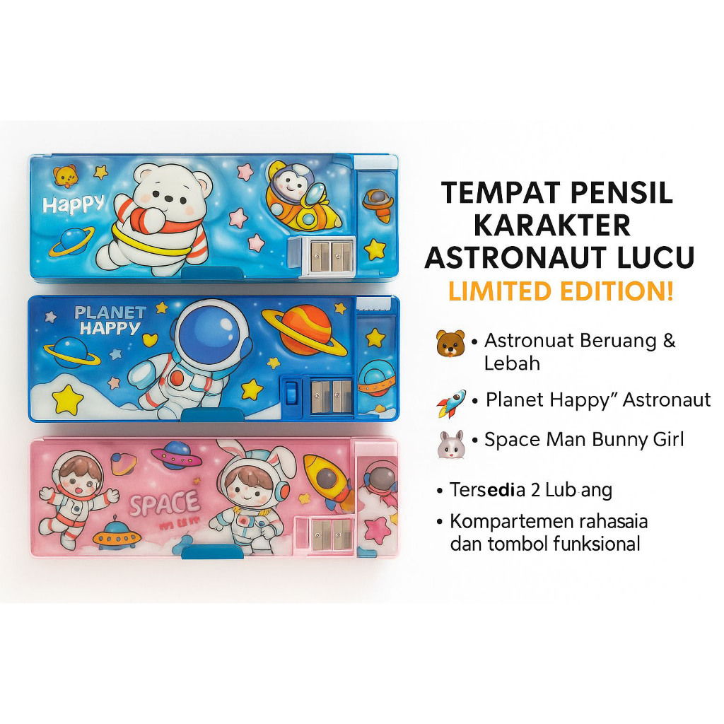 

OK-5041 KOTAK PENSIL MAGNET Jumbo Astronout PENCIL CASE MAGNET TEPAK PENSIL Astonot Alat Tulis Skull