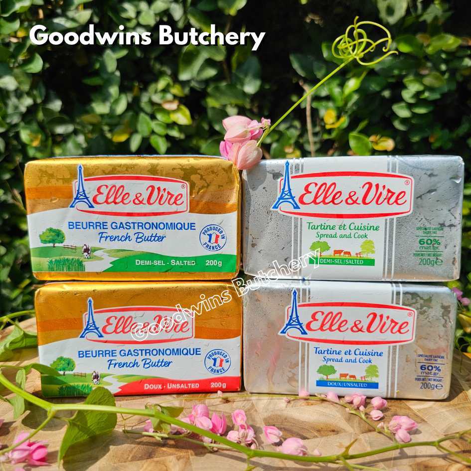 

ALL butter ELLE & VIRE France mentega Prancis 200gr | Salted / Unsalted | 60-80% fat chilled