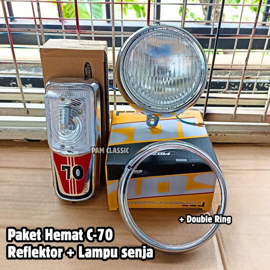 Reflektor Lampu C-70 Set Lampu Senja MOS Lampu Depan C70 Double Ring Lampu Senja Dasi C 70 Pispot