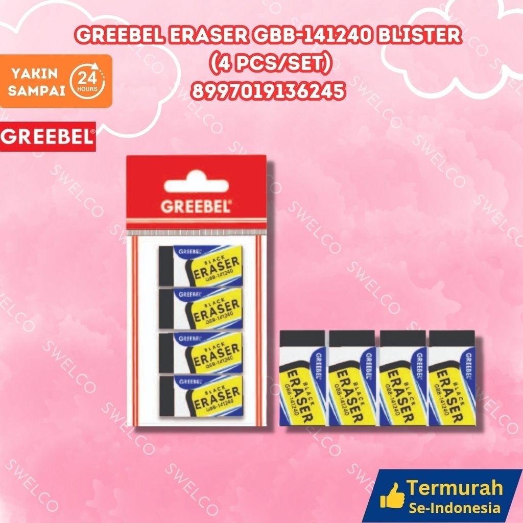 

GREEBEL ERASER GBB-141240 BLISTER (4 PCS/SET) PENGHAPUS GANTUNG ISI 4 BX144