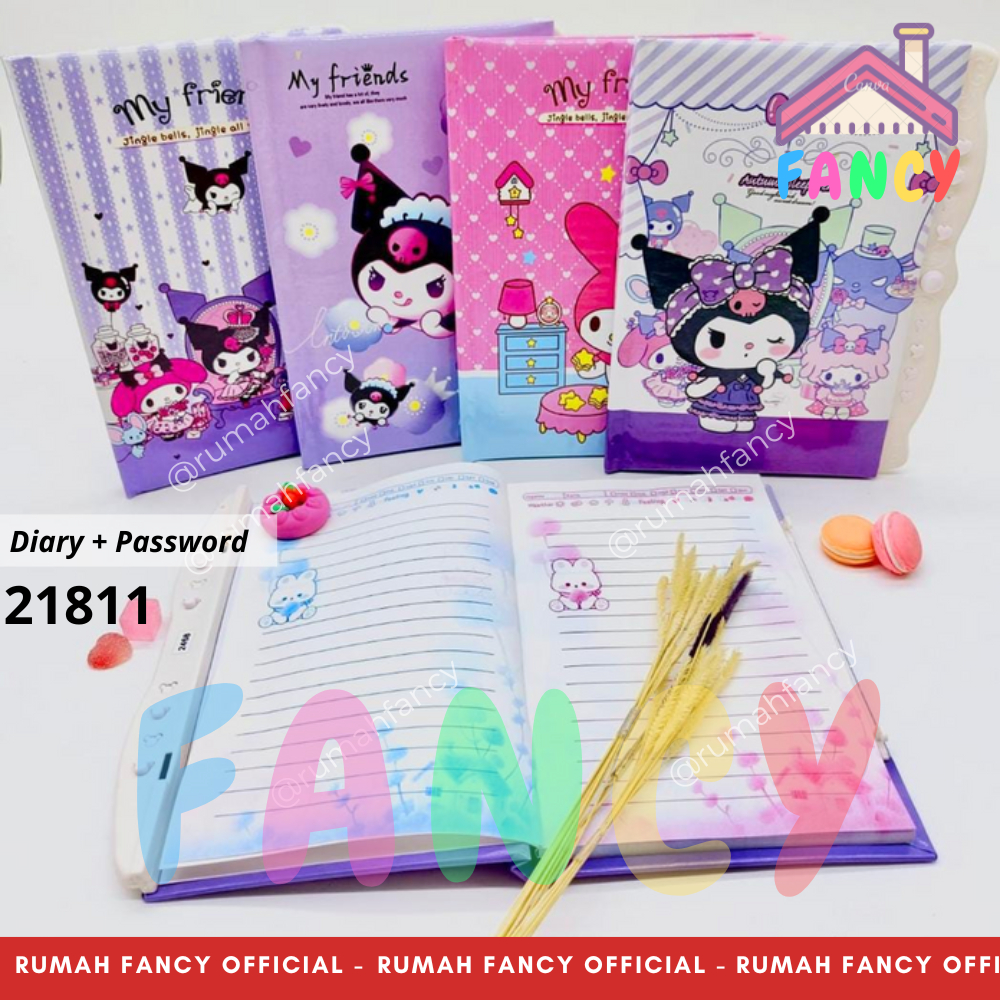 

BUKU DIARY KUNCI/ DIARY + PASSWORD FANCY UKURAN BESAR (20, 3 CM X 14, 2 CM) MOTIF MY MELODI / KURO /
