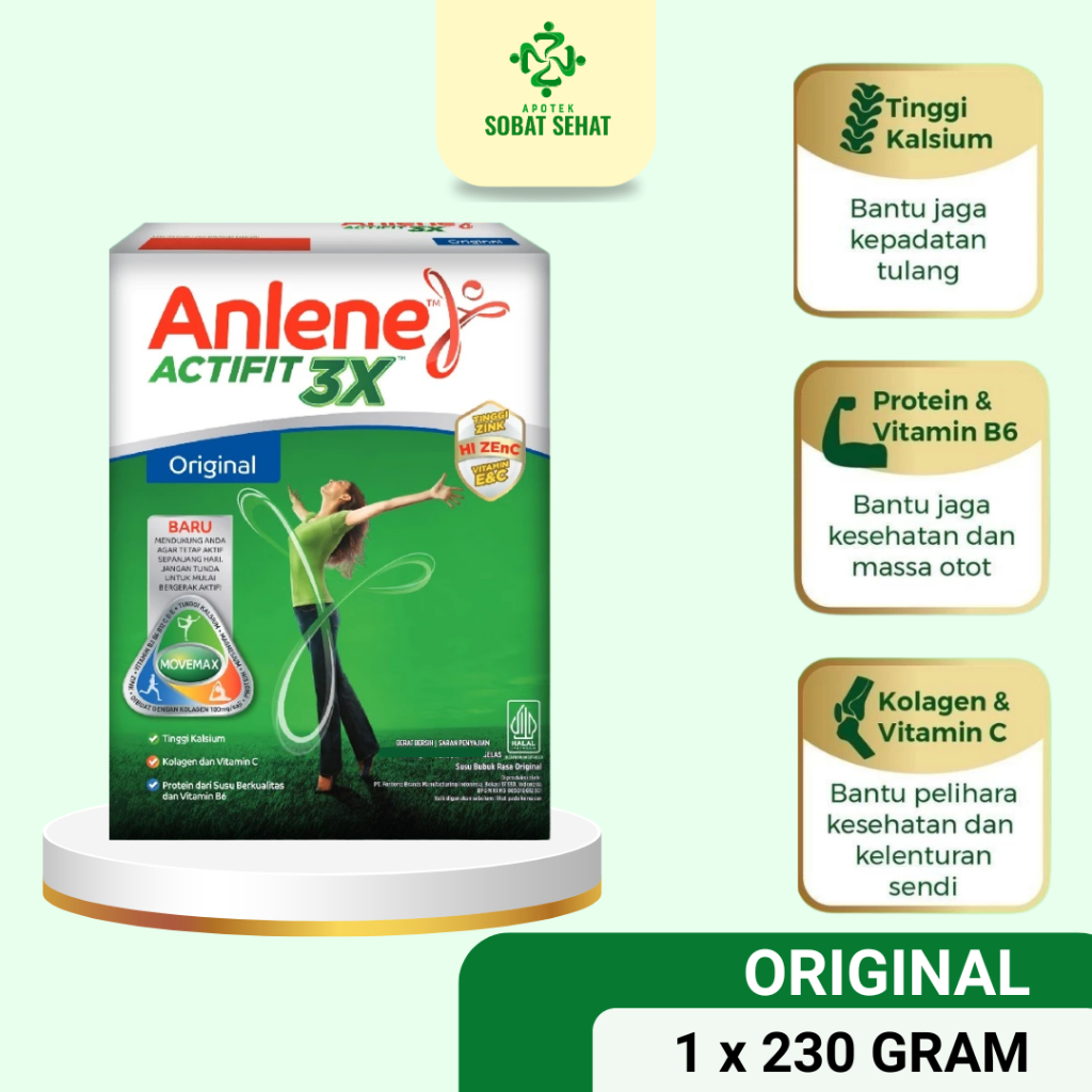 

Anlene Actifit 3X Susu Orang Tua Rasa Original 230gram - Susu dengan kalsium tinggi untuk Tulang, Sendi dan Otot