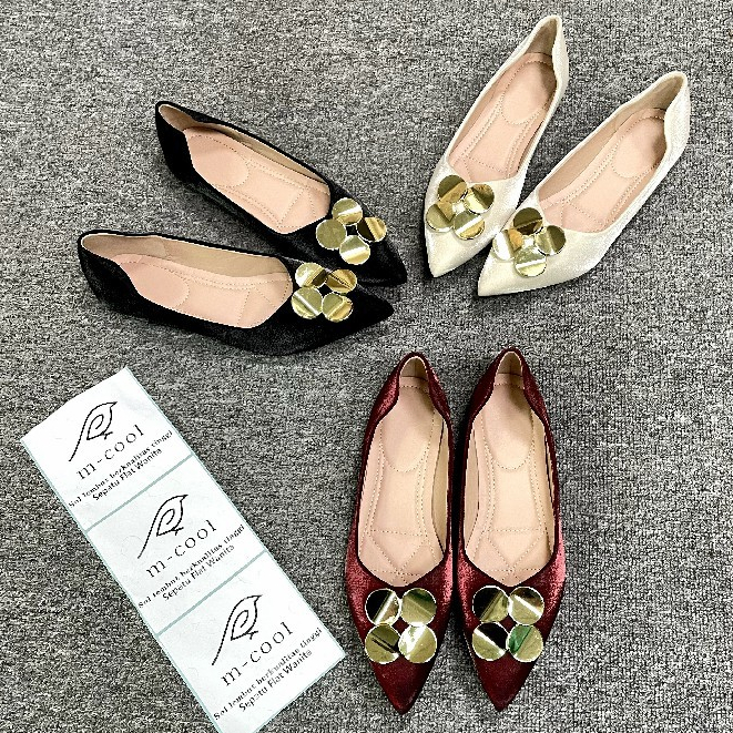 Sepatu Flat WanitaSepatu flat kasual komuter, sandal wanita bersol tebal, sepatu wanita dekoratif be