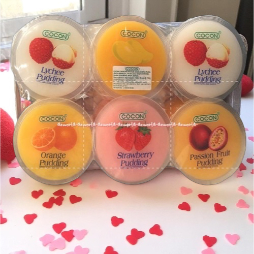 

Cocon Pudding 6pcs Dengan Nata De Coco Aneka Rasa Mangga Leci Orange Strawberry Puding Agar Agar Cup Jeli Jelly