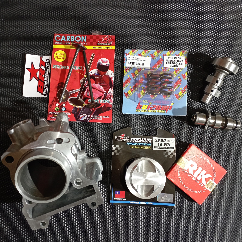 PAKET BLOK BORE UP XEON KARBU /RC/GT 59 PEN 14 MOTO1 FORGED PREMIUM + PISTON/NOKEN AS/KLEP/PER KLEP 