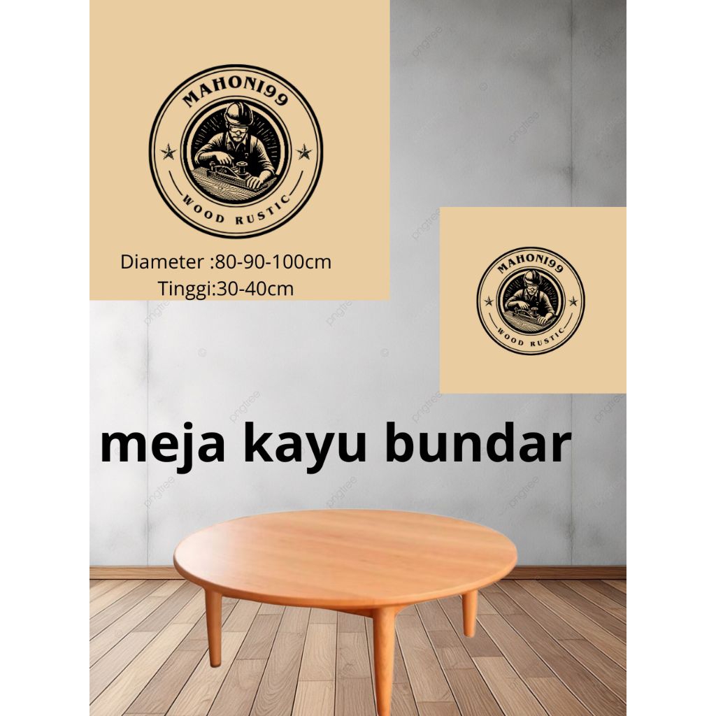 meja kayu bundar/meja lesehan/meja ruang tamu/minimalis