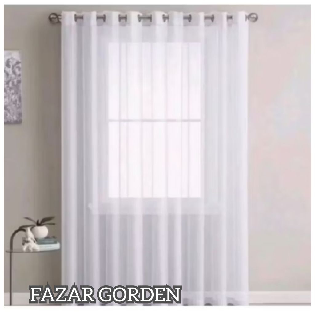 Vitrase Gorden Lapisan Model Smokring Motip Polos Putih Bening Tebal Lembut 12ring