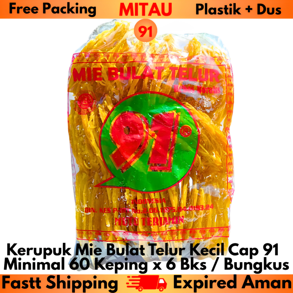 

Kerupuk Mie Medan Cap 91 1kg x 6 Bks / Dus