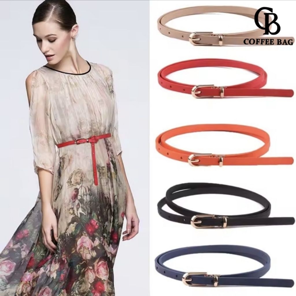 [CB] Ikat Pinggang Wanita Kulit PU Polos Thin Belt Women Fashion Korea FAS-518+Prada