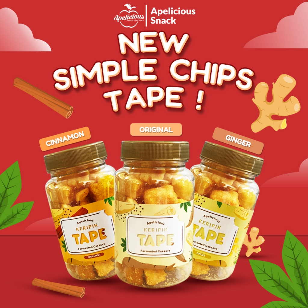 

APELICIOUS SIMPLE CHIPS KERIPIK TAPE / GINGER / CINNAMON - snack cemilan makanan