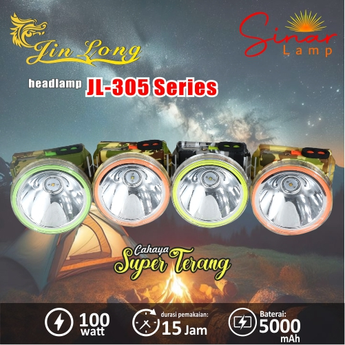 Senter Kepala / Headlamp Jinlong JL 305 waterproof / tahan air 100 watt