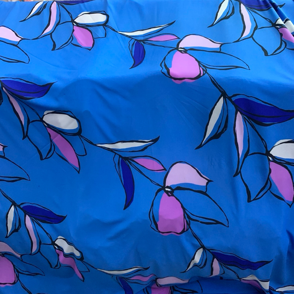 kain crepe motif bunga - kain crepe motif vintage - kain crepe motif bunga besar