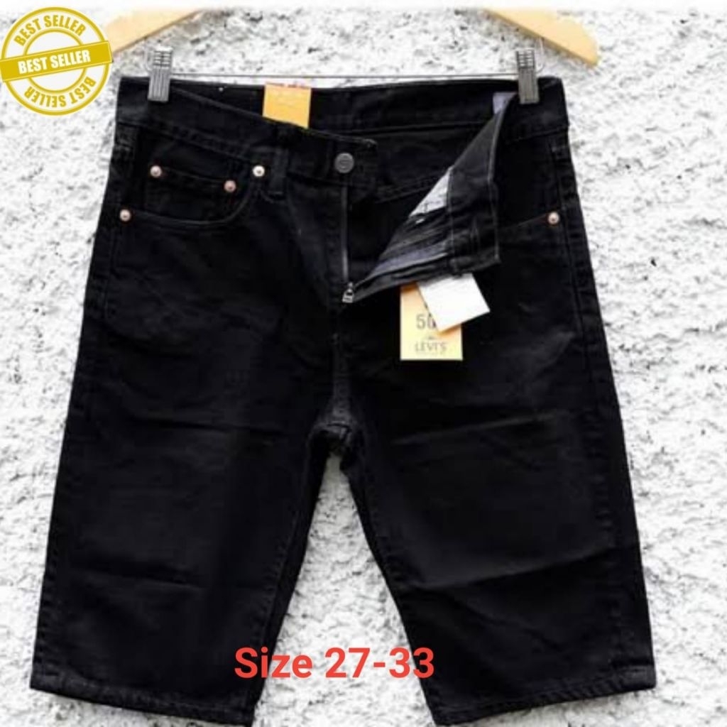 CELANA JEANS PENDEK WARNA HITAM PRIA LAKI LAKI COWO COWOK CELANA JEANS DENIM CELANA DEWASA