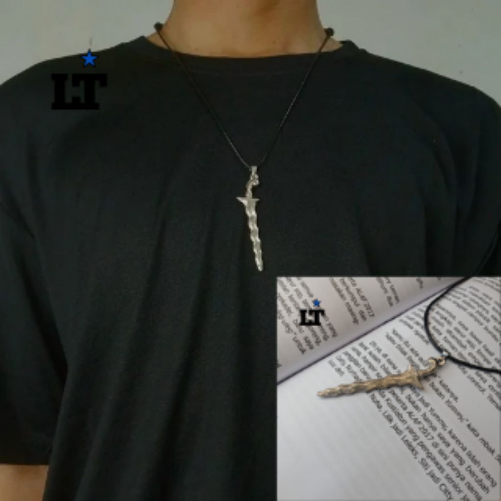 kalung keris ll kalung tali hitam liontin motif keris