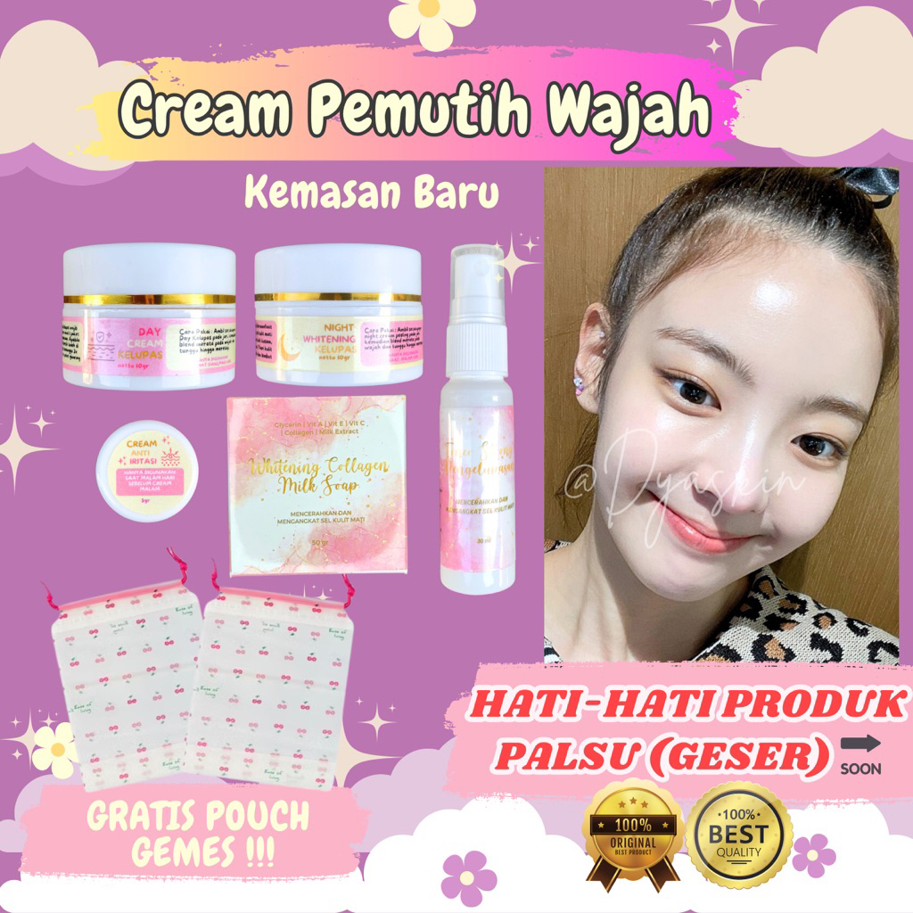 CREAM PEMUTIH WAJAH (PAKET PENGELUPASAN) CREAM PEMUTIH WAJAH AMPUH GLOWING BPOM