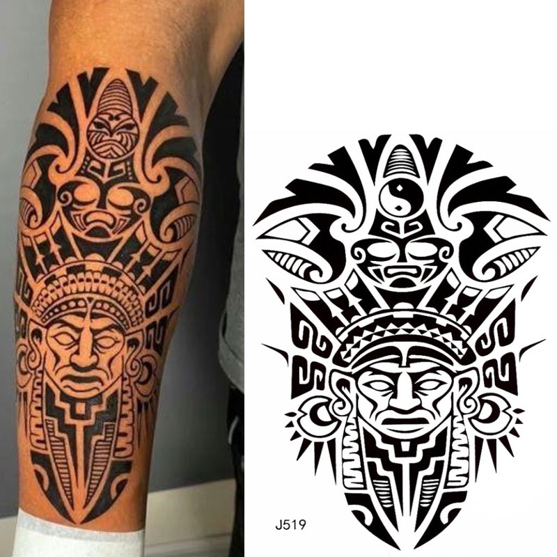 ZARIL J519 Toeng Mummy MAORI TRADITIONAL Tato Temporer Tato Temporary Tahan 2-4 hari TATO STIKER