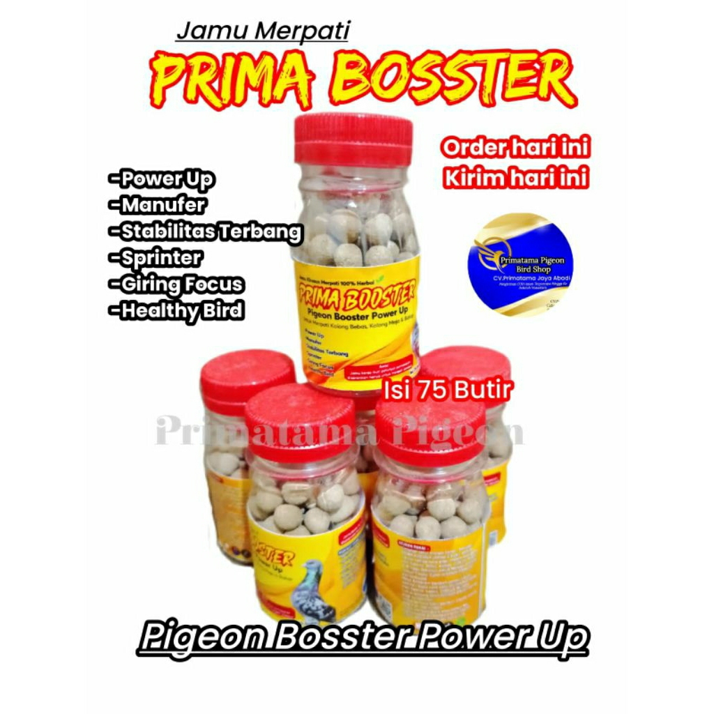 Jamu Giring Merpati Prima Booster 1 Botol isi 75 butir Jamu Giring Obat Giring Vitamin Doping Merpat