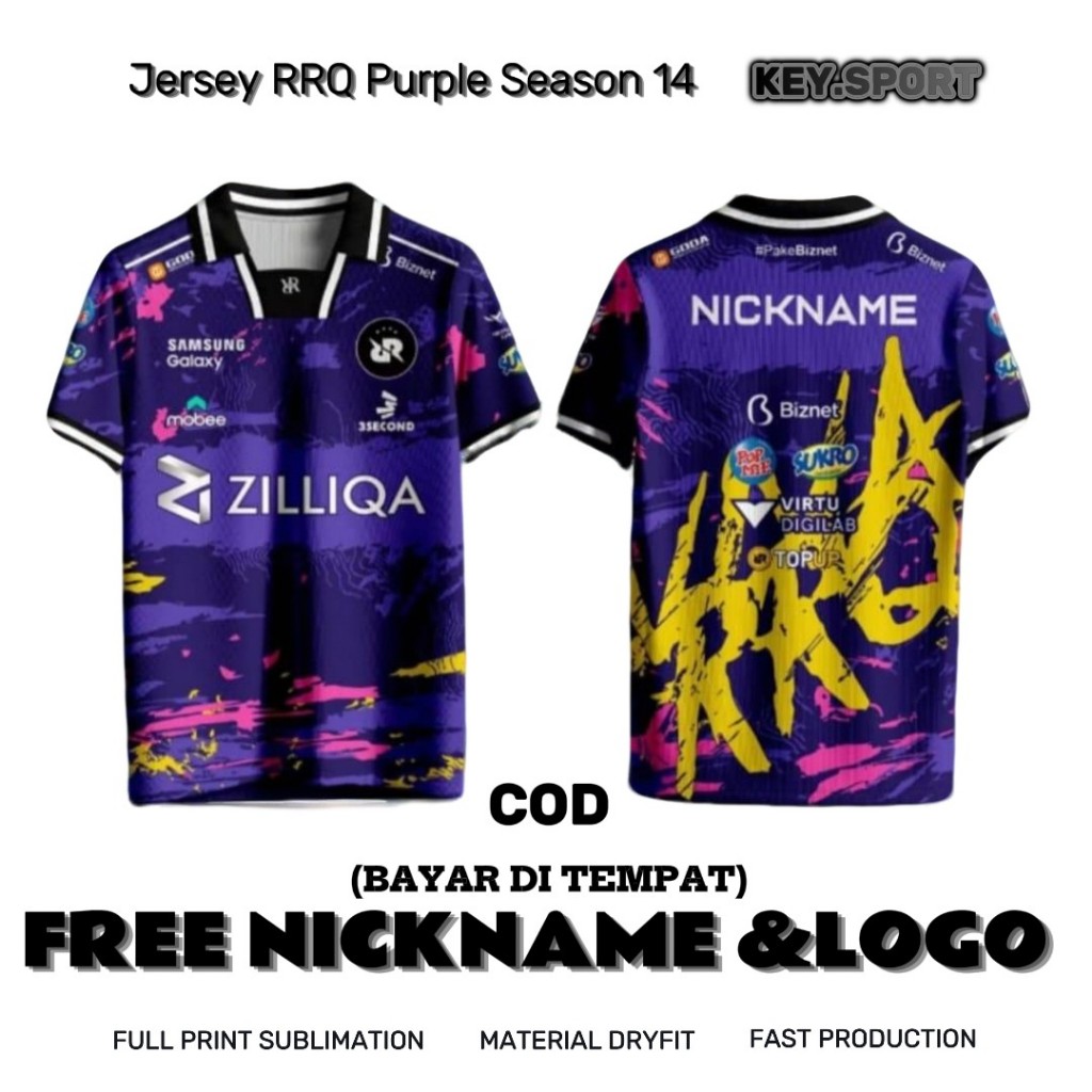 JERSEY RRQ SEASON 14 AWAY MPL FUL PRINTING GRATIS PASANG NAMA / Jersey RRQ