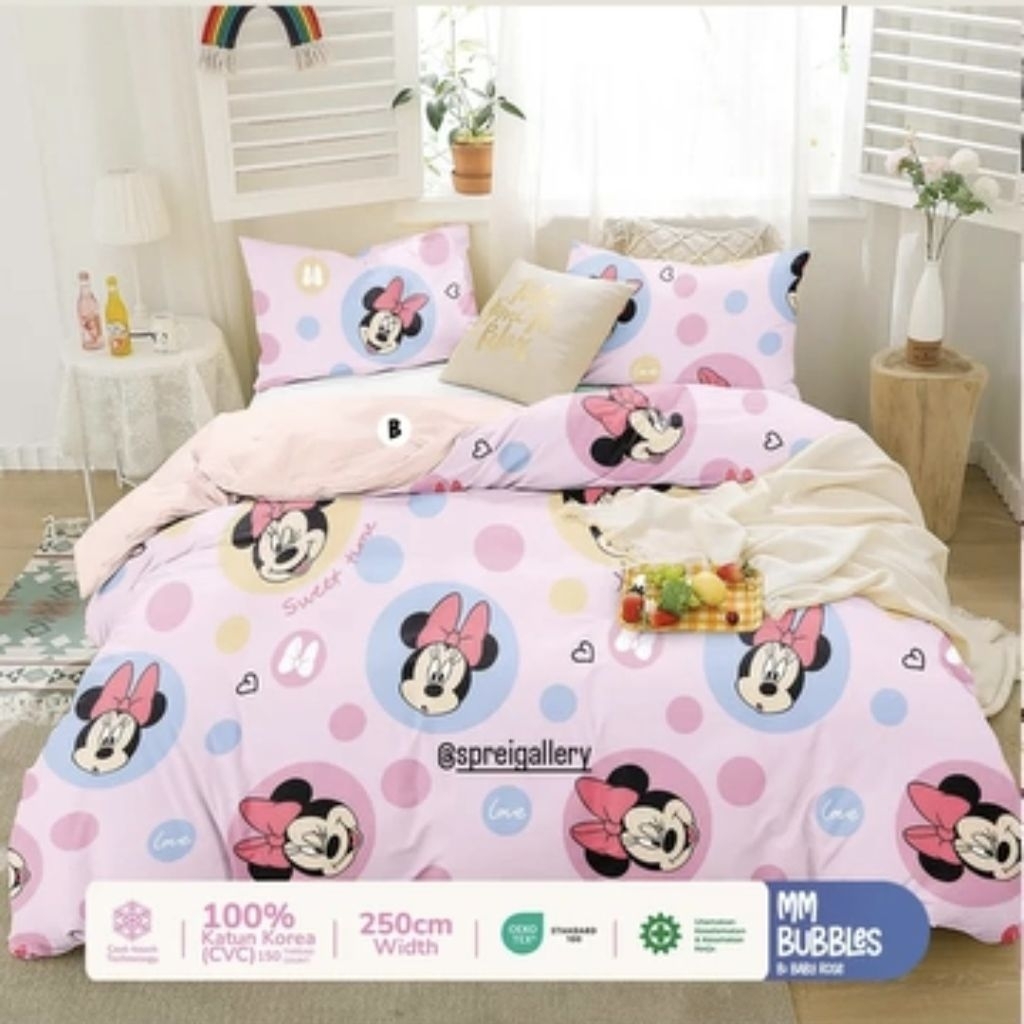 sprei home industry motif Minnie Mouse pink