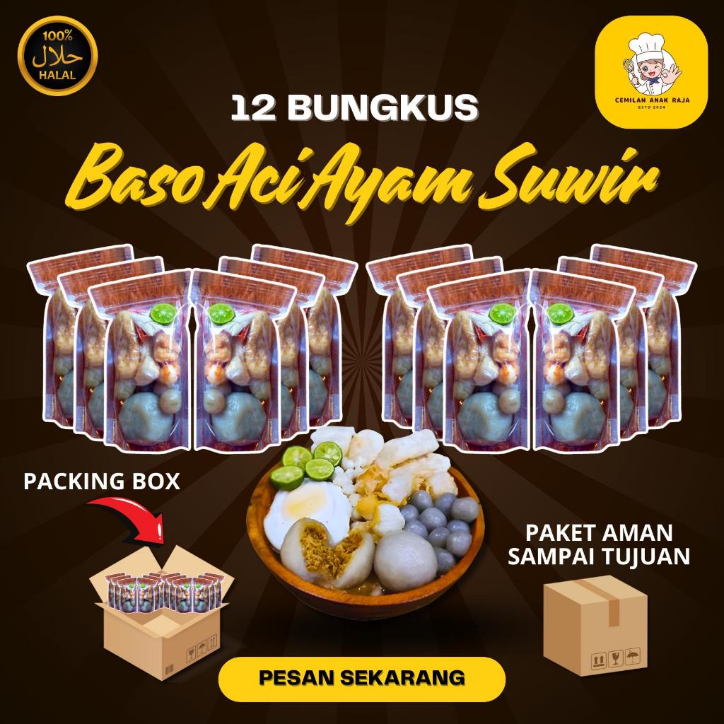 

Paket Cuan 12 Bungkus Baso Aci Isi Ayam Suwir Pedas