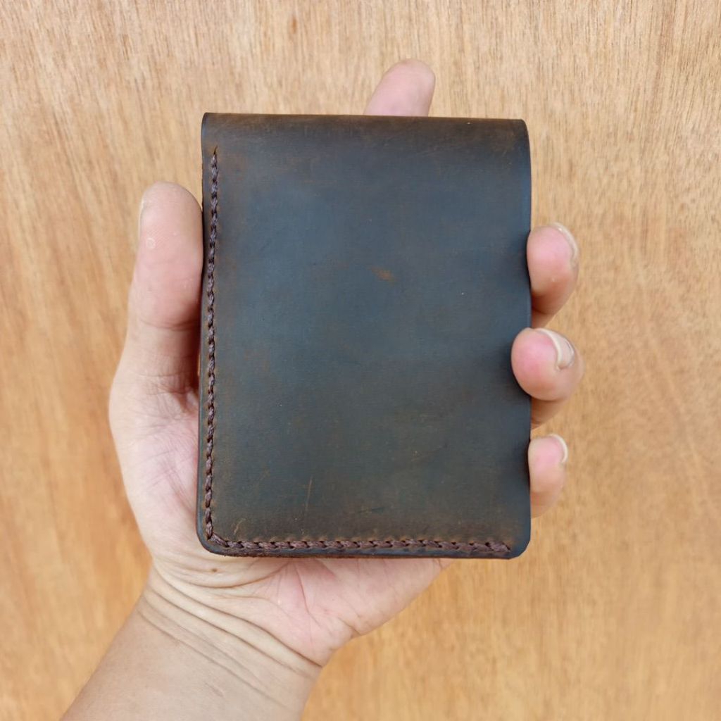 dompet kulit mini, dompet kulit minimalis. dompet pria kulit sapi asli CH HANDMADE