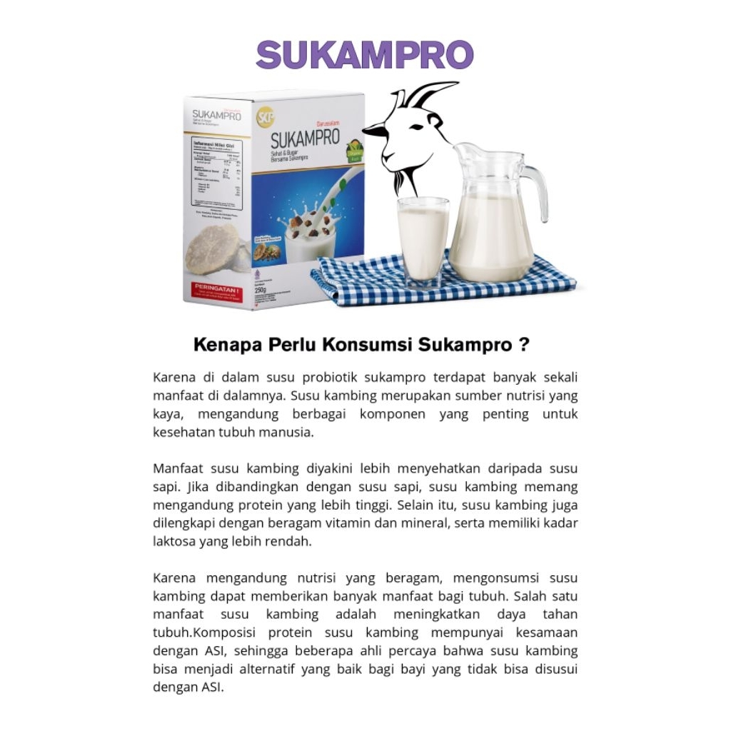 

SUSU KAMBING PROBIOTIK SUKAMPRO ORIGINAL 250 GRAM BY DR SUGENG FIRMANSYAH
