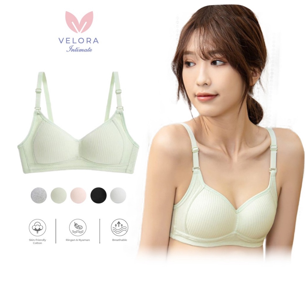KODE D28L Velora Bra Tanpa Kawat  Wireless  Busa Tipis  Katun Organic  Size 7B  85B VENYA BRA