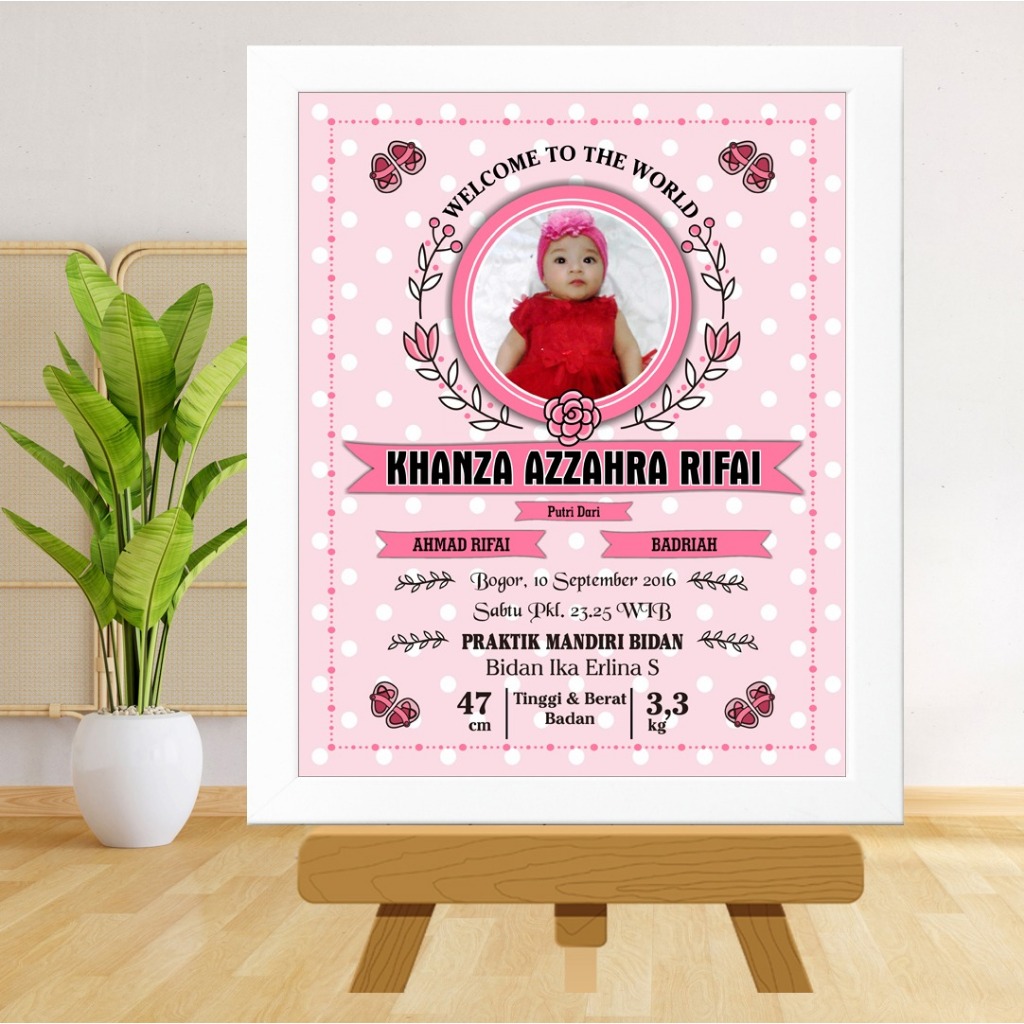 Biodata Bayi Biodata Kelahiran Bayi + Bingkai Biodata Aesthetic