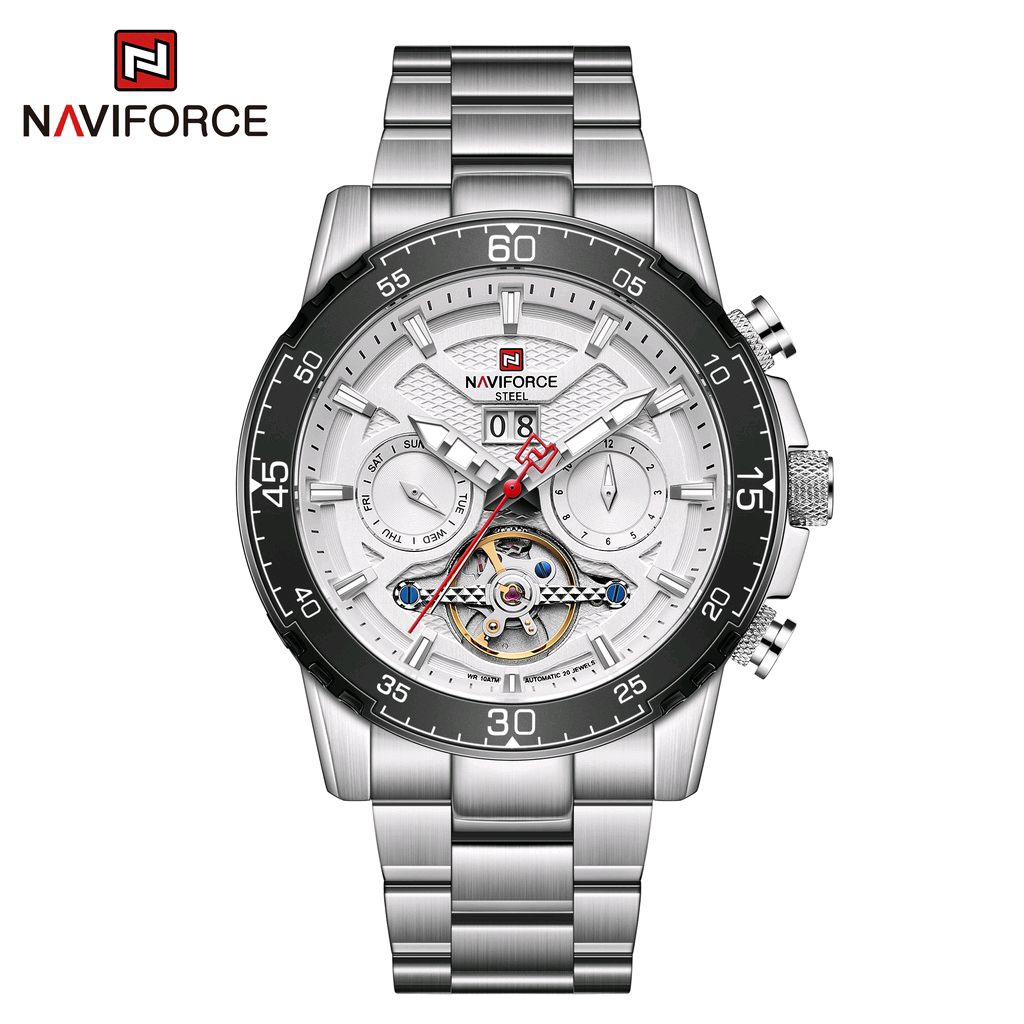 Jam Tangan Pria Naviforce 1001 Automatic Stainless Steel Original Garansi Resmi 1 Tahun
