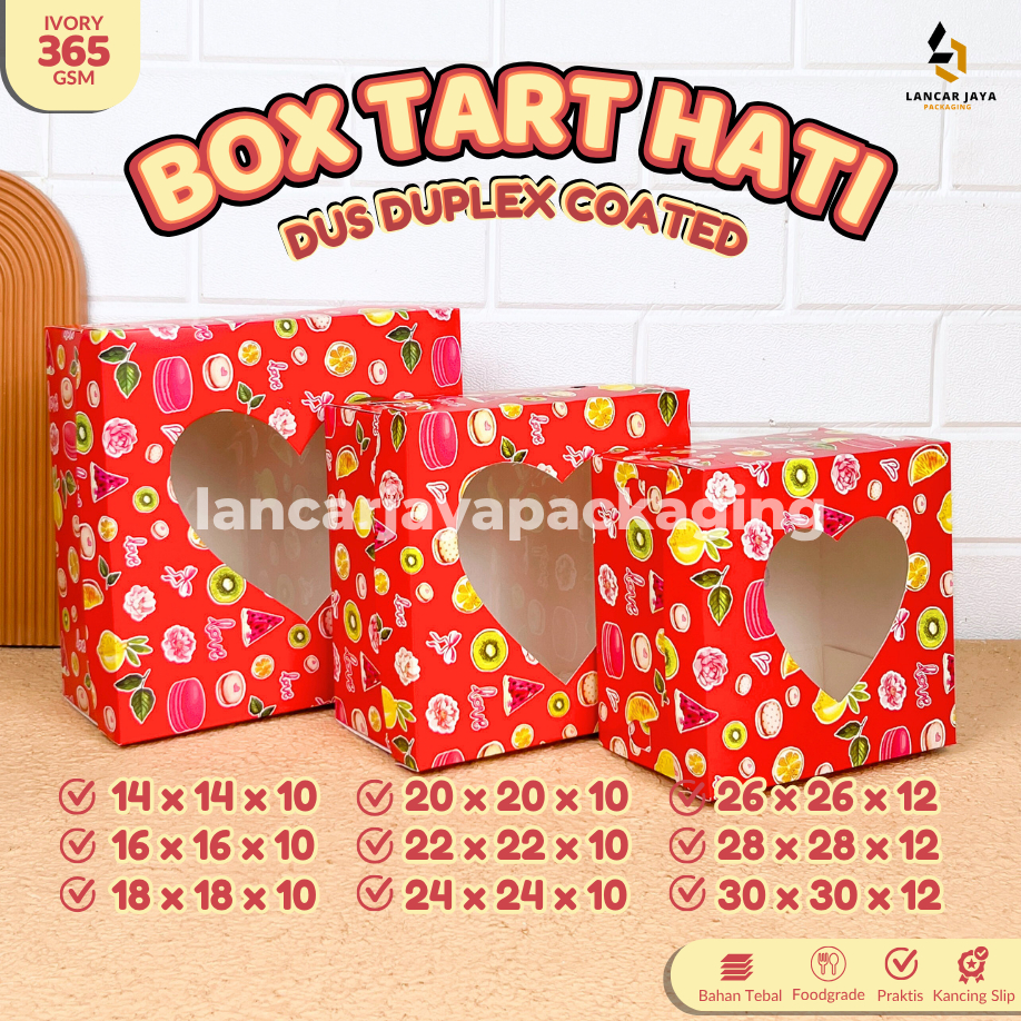 

Dos Tart Hati Cetak Motif Mawar Tutup Mika Pisah Box Kue Roti Cake Pudding Hampers Duplex Coated