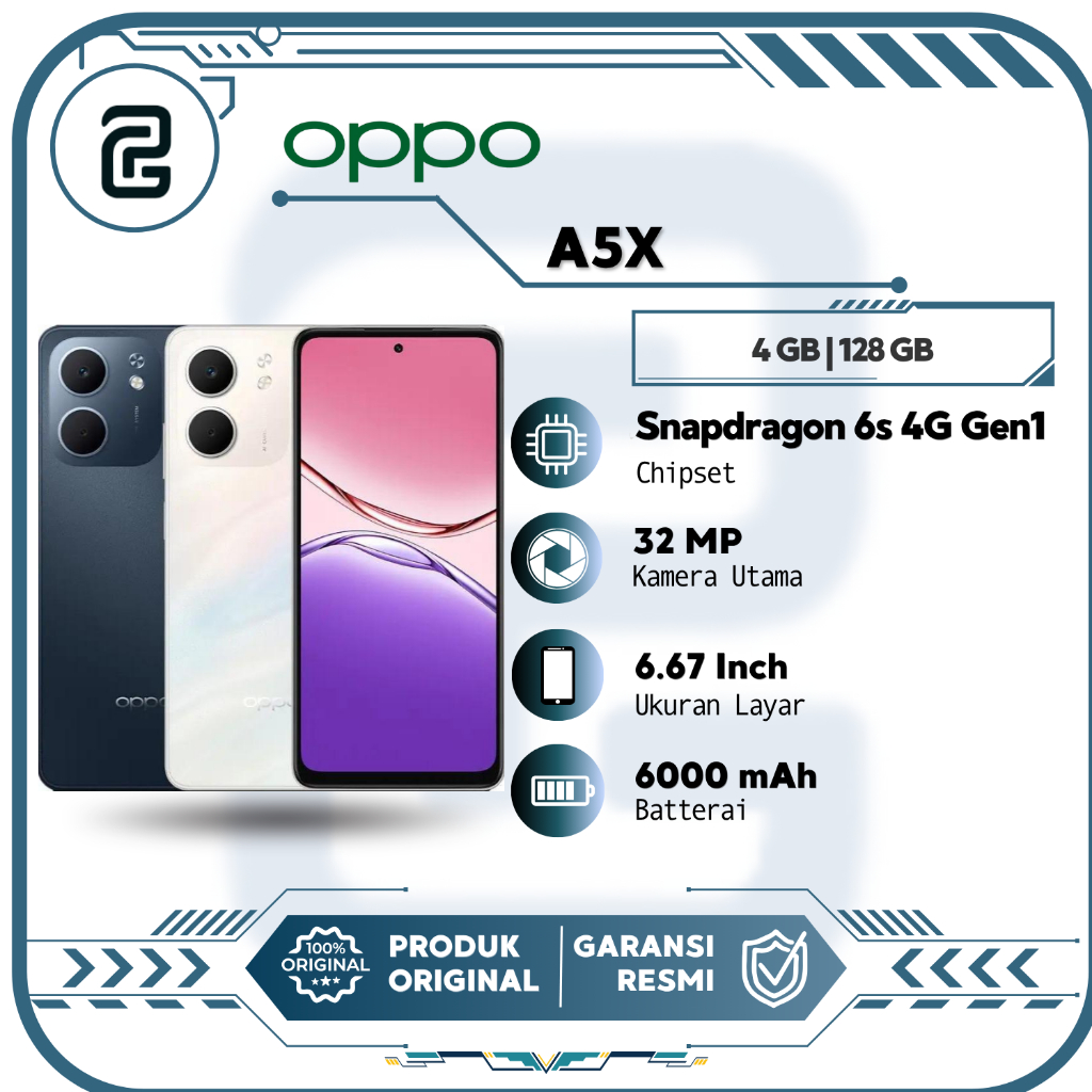 Oppo A5X 4/128GB 6/128GB Batterai 6000mAH 32MP Handphone Murah Android 1Jutaan Garansi Resmi