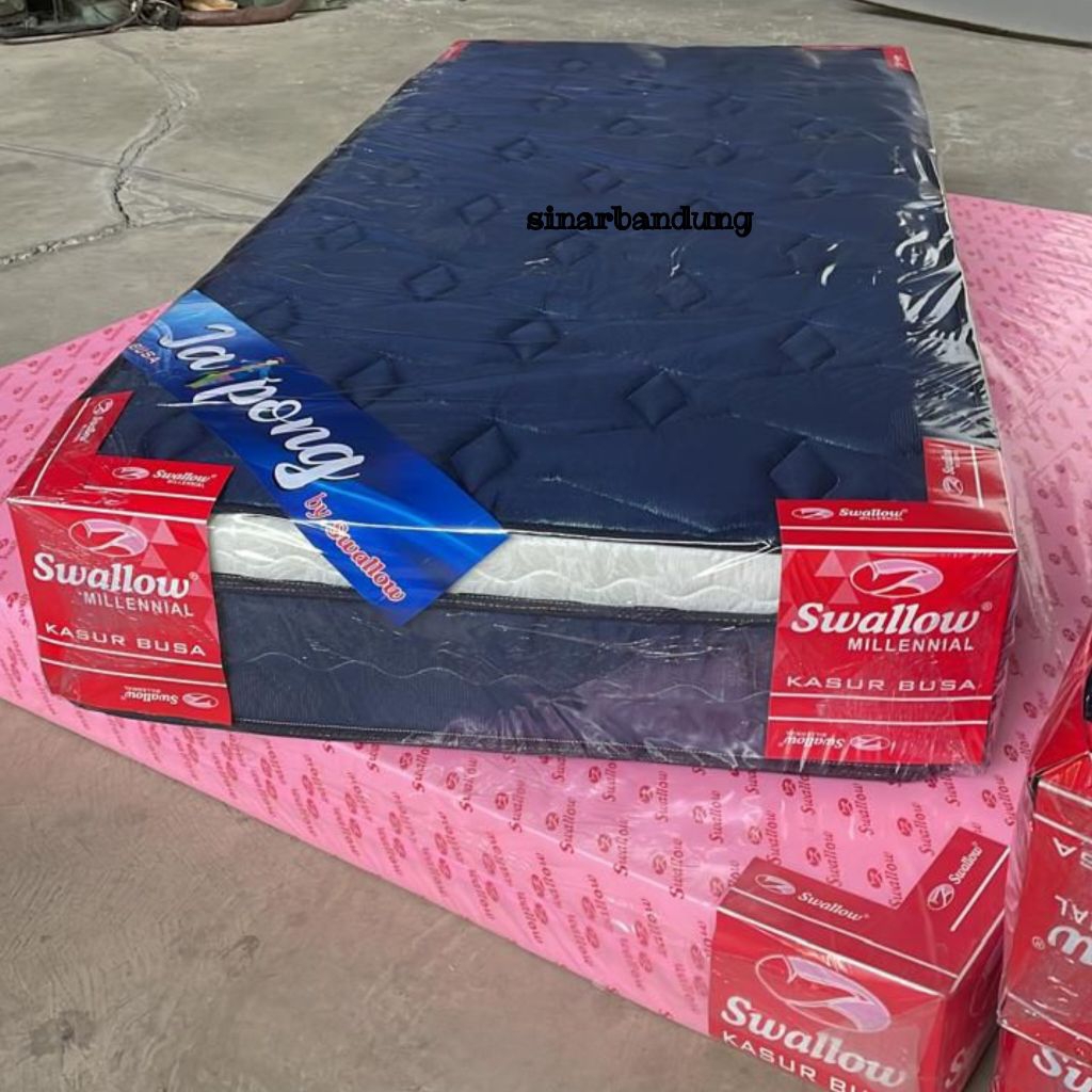KASUR BUSA SWALLOW JAIPONG PLUSHTOP BIRU REBONDED TEBAL / KASUR BUSA ORTHOPEDIC SWALLOW