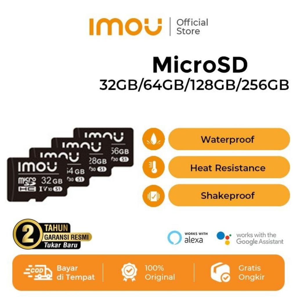 IMOU MicroSD 32GB 64GB 128GB 256GB Micro SD HP CCTV Kartu Memori Memory Card Class 10 - MicroSD 32GB