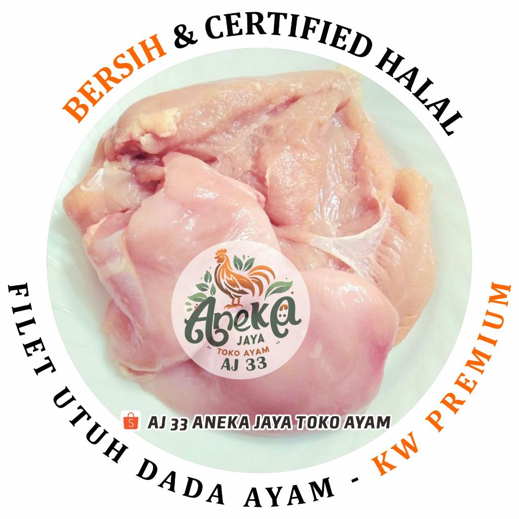 

Dada ayam filet utuh, bersih, tanpa tulang & tanpa kulit 1kg frozen