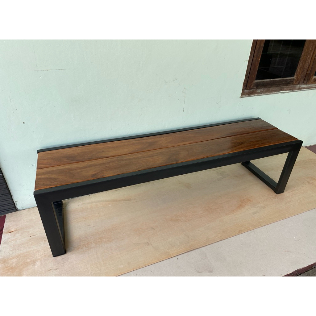 Kursi besi kombinasi kayu panjang 100cm, 120cm, 150cm, 180cm | kursi panjang