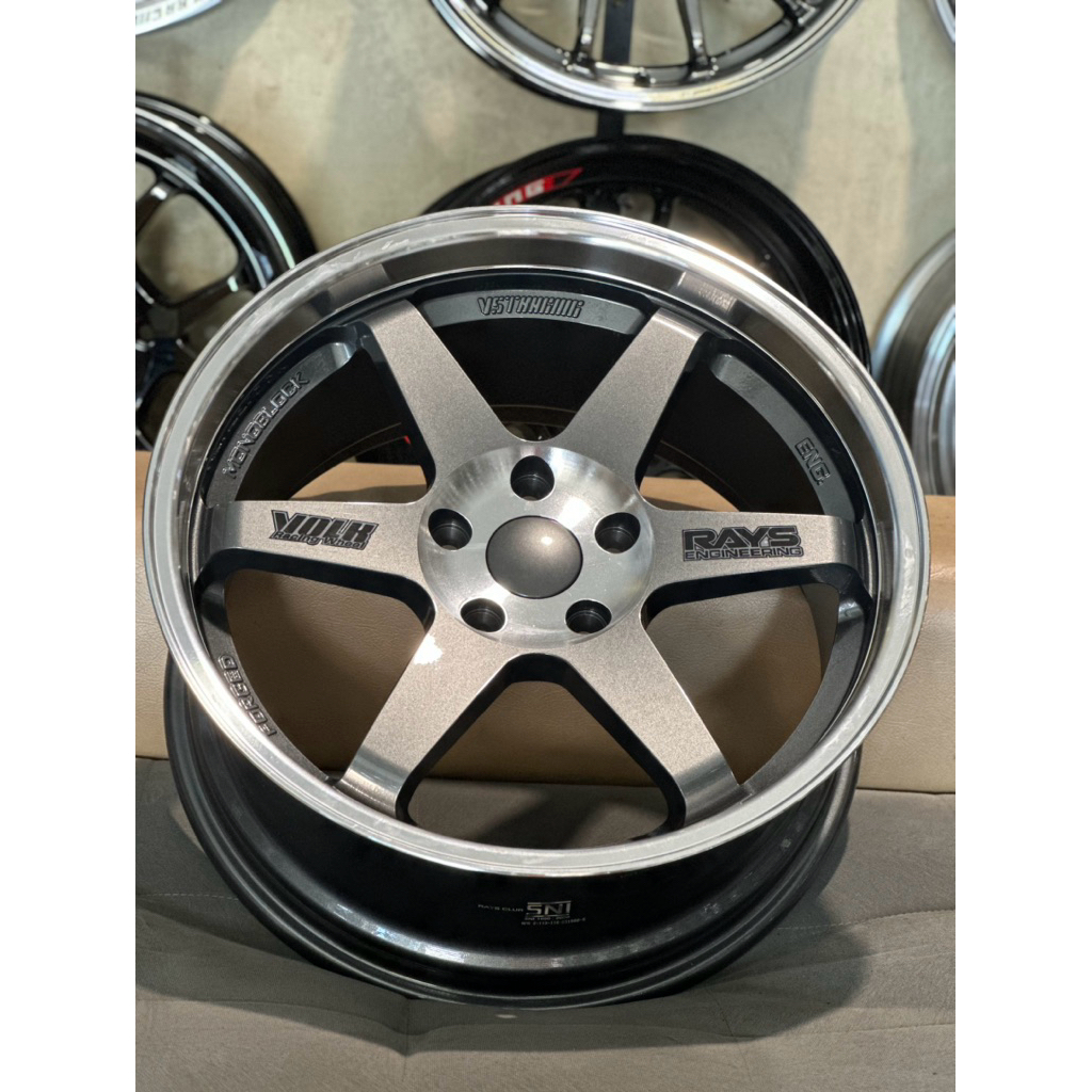 Velg TE37 SL Gunmet Lip Polis R18 Kondisi Baru