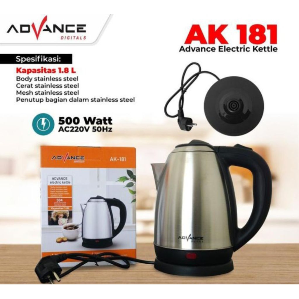 ADVANCE ELECTRIC KETTLE 1.8 LITER - TEKO LISTRIK ADVANCE 1.8 LITER - TEKO PEMANAS AIR OTOMATIS ADVAN