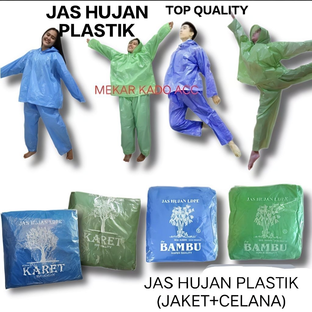 Jas Hujan Plastik Setelan (BAJU+CELANA) Mantel Plastik Bahan Tebal