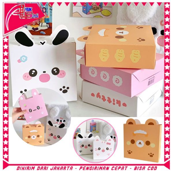 

AS Goodie Box Hampers Gift Cute Animal Series Paper Box Ultah Kids Dus hadiah Snack Permen Kue karakter kartun lucu Tas Box Bingkisan Ulang tahun