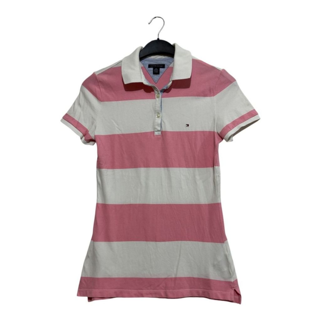 Tommy Hilfiger Women's Striped Piqué Polo Shirt Kaos salur cewe golf