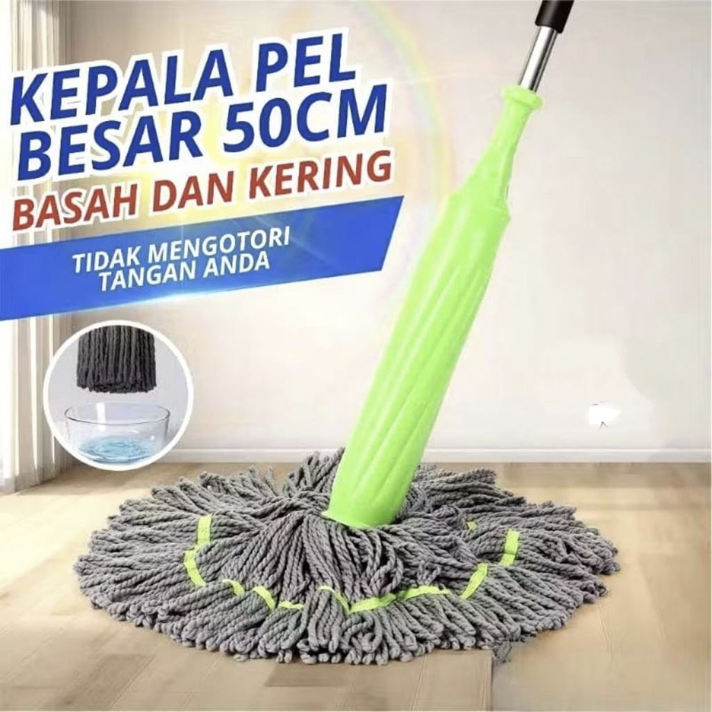 A1 Alat Pel Lantai Putar Otomatis Twist Mop Magic Pel Lantai Besar